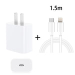 PD 20W Single USB-C / Type-C Port Reiseladegerät + 3A PD3.0 USB-C / Type-C auf 8 Pin Schnelllade-Datenkabel Set, US-Stecker, 20W US-Stecker + PD Kabel 1.5m, 20W US-Stecker + PD Kabel 2m