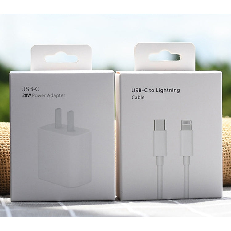 PD 20W Single USB-C / Type-C Port Reiseladegerät + 3A PD3.0 USB-C / Type-C auf 8 Pin Schnelllade-Datenkabel Set, US-Stecker, 20W US-Stecker + PD Kabel 1.5m, 20W US-Stecker + PD Kabel 2m
