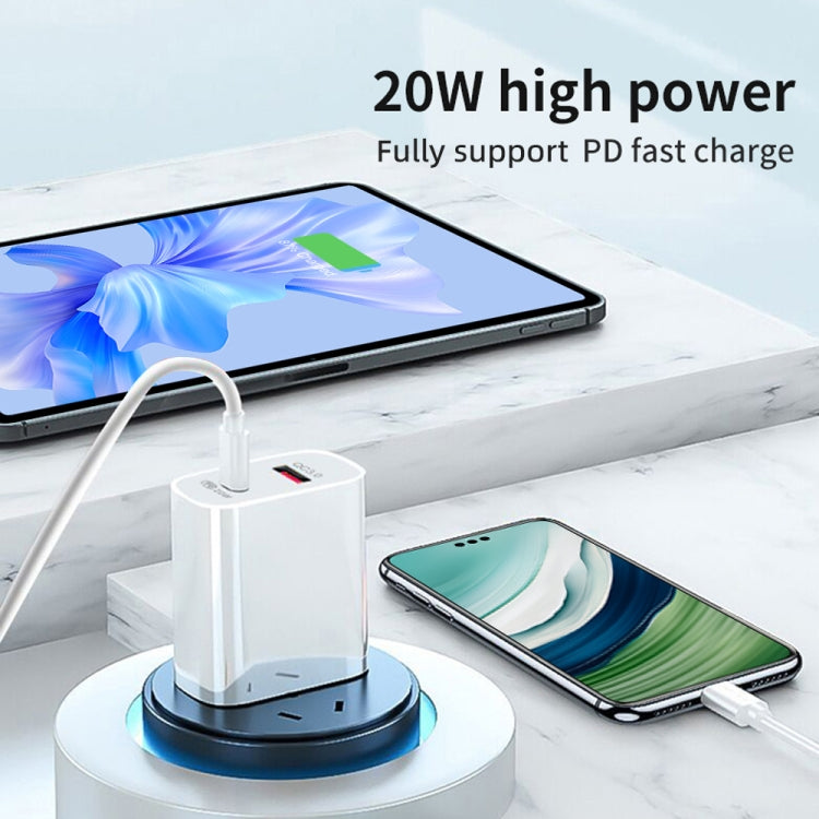 20W PD Typ-C + QC 3.0 USB-Schnittstelle Schnelllade-Reise-Ladegerät mit USB zu Typ-C Schnelllade-Datenkabel, EU-Stecker, US-Stecker, AU-Stecker