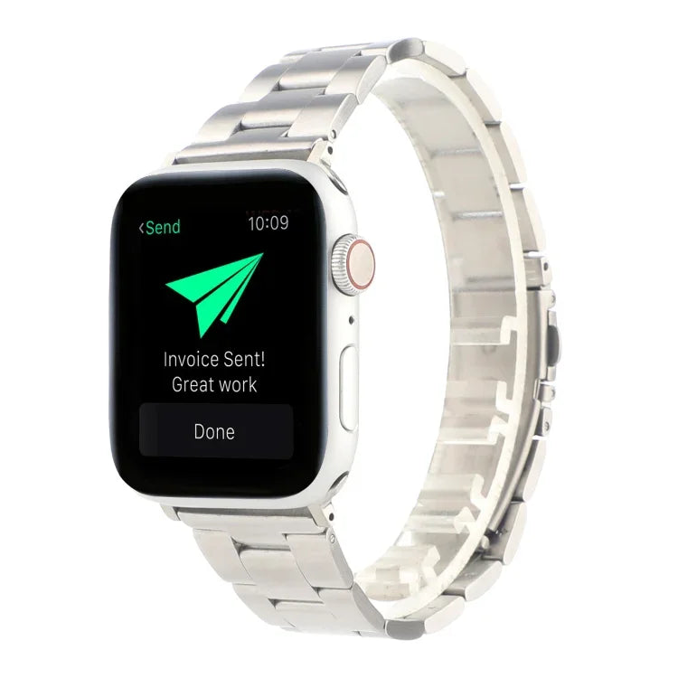 Abnehmbares Armband mit drei Perlen aus Edelstahl von Xiaoman, passend für Serie 7 (45 mm), 6, SE, 5, 4 (44 mm), 3, 2, 1 (42 mm) und Serie 7 (41 mm), 6, SE, 5, 4 (40 mm) sowie 3, 2, 1 (38 mm).