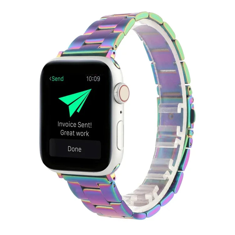 Abnehmbares Armband mit drei Perlen aus Edelstahl von Xiaoman, passend für Serie 7 (45 mm), 6, SE, 5, 4 (44 mm), 3, 2, 1 (42 mm) und Serie 7 (41 mm), 6, SE, 5, 4 (40 mm) sowie 3, 2, 1 (38 mm).