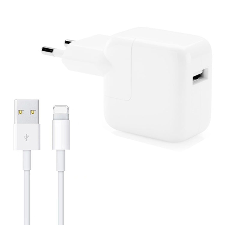 12W USB-Ladegerät + USB-auf-8-Pin-Datenkabel für iPad / iPhone / iPod Serie, EU Stecker