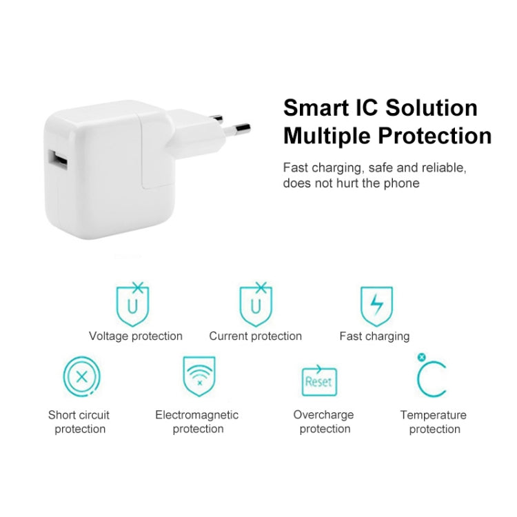 12W USB-Ladegerät + USB-auf-8-Pin-Datenkabel für iPad / iPhone / iPod Serie, EU Stecker