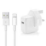 12W USB-Ladegerät + USB-zu-8-Pin-Datenkabel für iPad-/iPhone-/iPod-Serie, UK-Stecker