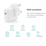 12W USB-Ladegerät + USB-zu-8-Pin-Datenkabel für iPad-/iPhone-/iPod-Serie, UK-Stecker