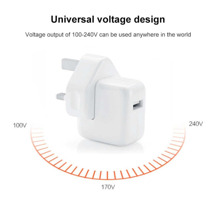 12W USB-Ladegerät + USB-zu-8-Pin-Datenkabel für iPad-/iPhone-/iPod-Serie, UK-Stecker