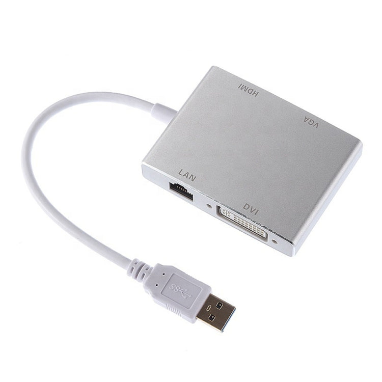 WS-03 4-in-1 USB 3.0 zu VGA + HDMI + DVI + RJ45 Netzwerkkarten Ethernet Konverter