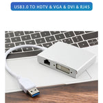 WS-03 4-in-1 USB 3.0 zu VGA + HDMI + DVI + RJ45 Netzwerkkarten Ethernet Konverter