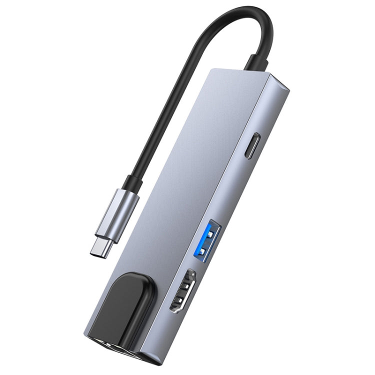 6-in-1 Typ-C zu HDMI + RJ45 + SD/TF + PD + USB HUB Adapter