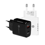TE-PD01 PD 20W + QC3.0 USB-Doppelanschluss-Schnellladegerät mit Kontrollleuchte, EU-Stecker