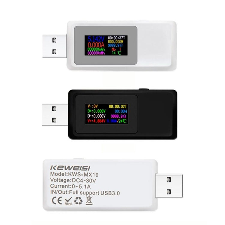 Keweisi KWS-MX19 USB Tester DC 4V-30V 0-5A Strom- und Spannungsdetektor, KWS-MX19