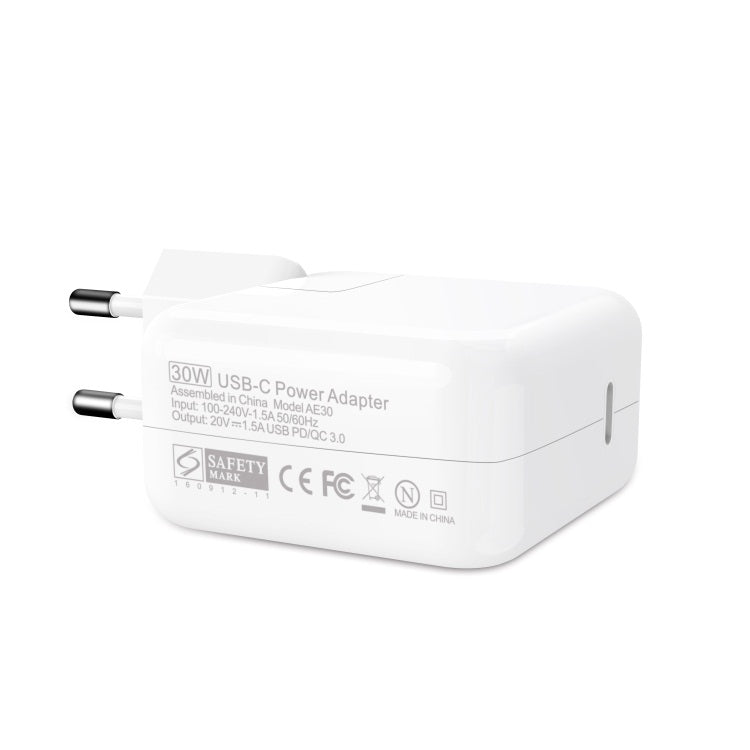 30W USB-C / Typ-C Laptop Tragbares Netzteil mit 1,8m USB-C / Typ-C auf USB-C / Typ-C Ladekabel, 30W UK Stecker, 30W AU Stecker, 30W US Stecker, 30W EU Stecker