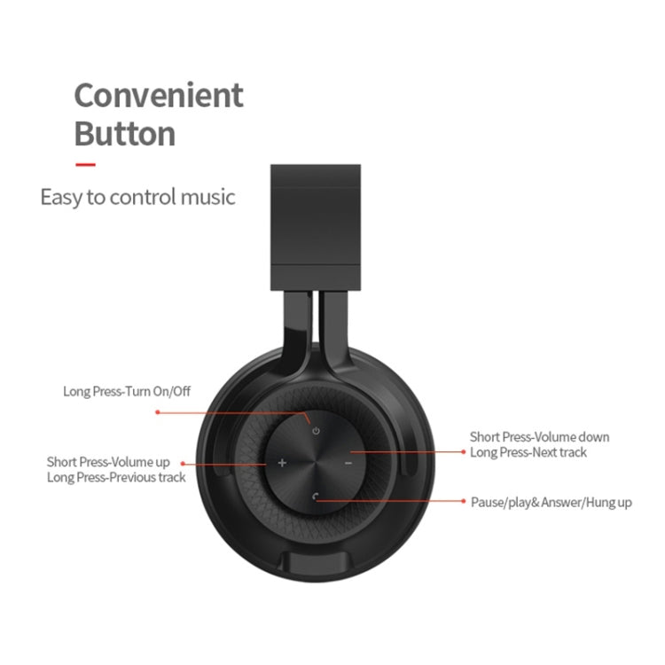 Fingertime P1 Kabelloses Bluetooth 5.0 Stereo Weiche Leder Ohrmuscheln Faltbares Headset mit eingebautem Mikrofon für PC / Handys