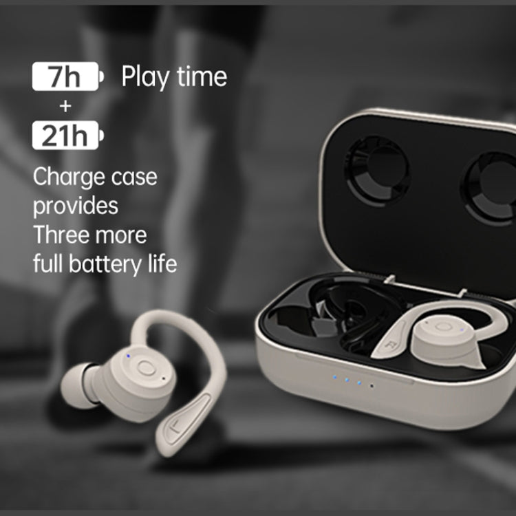 T20 TWS Bluetooth Ohrhaken Kabellose Sportkopfhörer mit Ladebox IPX6 Wasserdicht Geräuschunterdrückung Ohrhörer