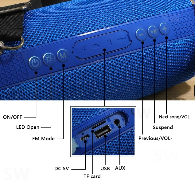 T&G TG192 LED Blinklicht Tragbarer drahtloser Bass 3D Stereo Bluetooth-Lautsprecher, unterstützt FM / TF-Karte / USB