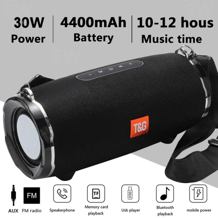 T&G TG187 Tragbarer, wasserdichter kabelloser Bluetooth-Bass-Surround-Lautsprecher mit Schultergurt, unterstützt FM / TF-Karte