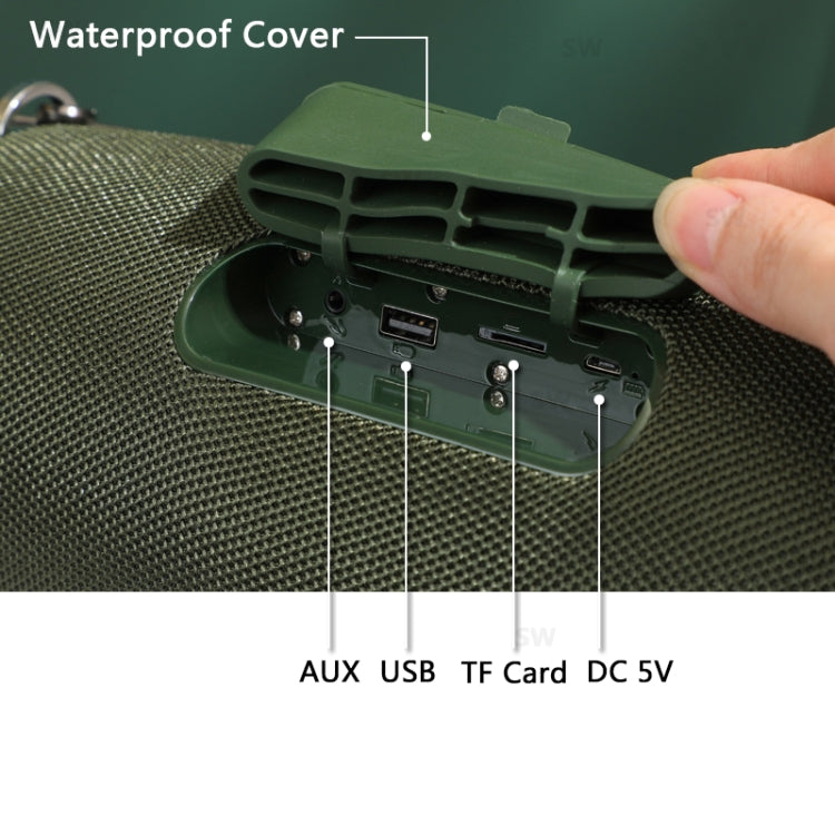 T&G TG187 Tragbarer, wasserdichter kabelloser Bluetooth-Bass-Surround-Lautsprecher mit Schultergurt, unterstützt FM / TF-Karte