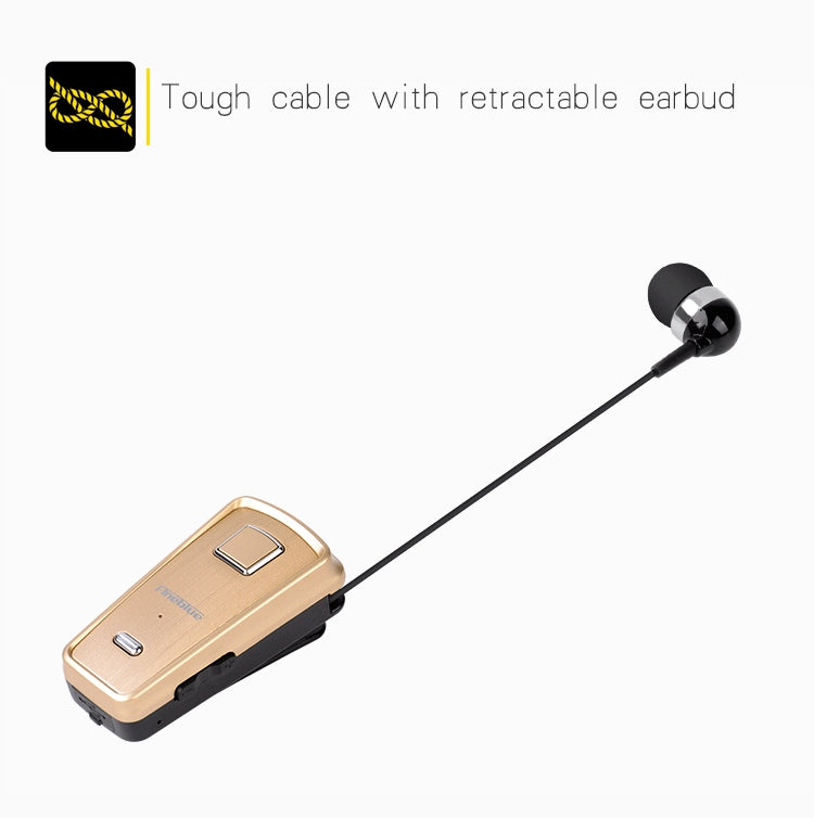 F980 CSR4.1 Einziehbares Kabel Anrufer Vibrationserinnerung Diebstahlschutz Bluetooth Headset, Schwarz, Weiß, Silber, Gold