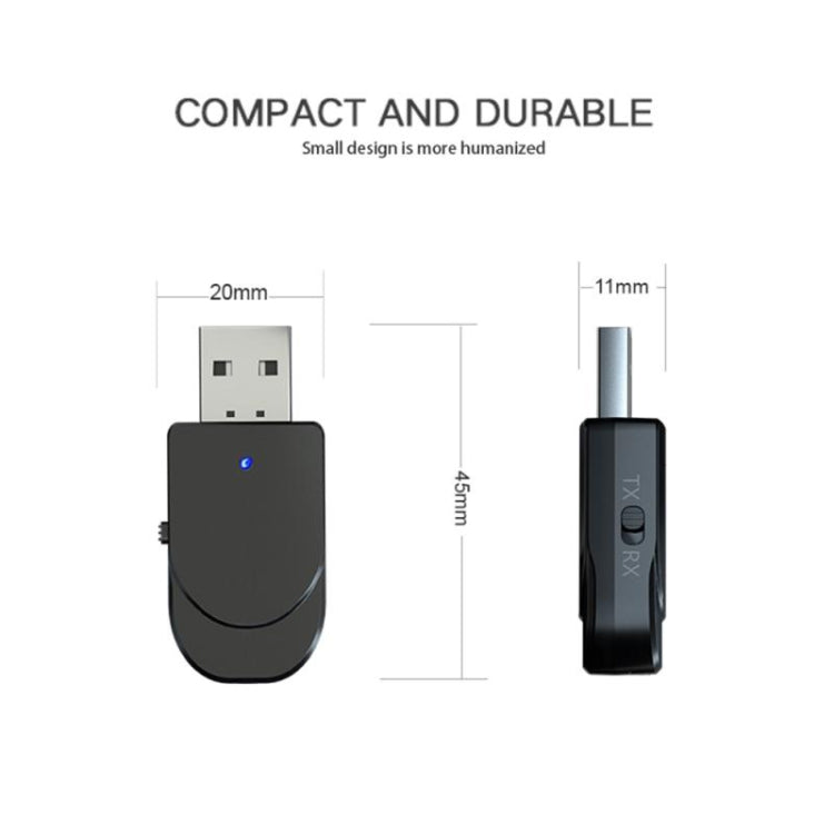 KN330 2 in 1 USB Bluetooth 5.0 Adapter Kabelloser Empfänger Sender für Computer TV Auto