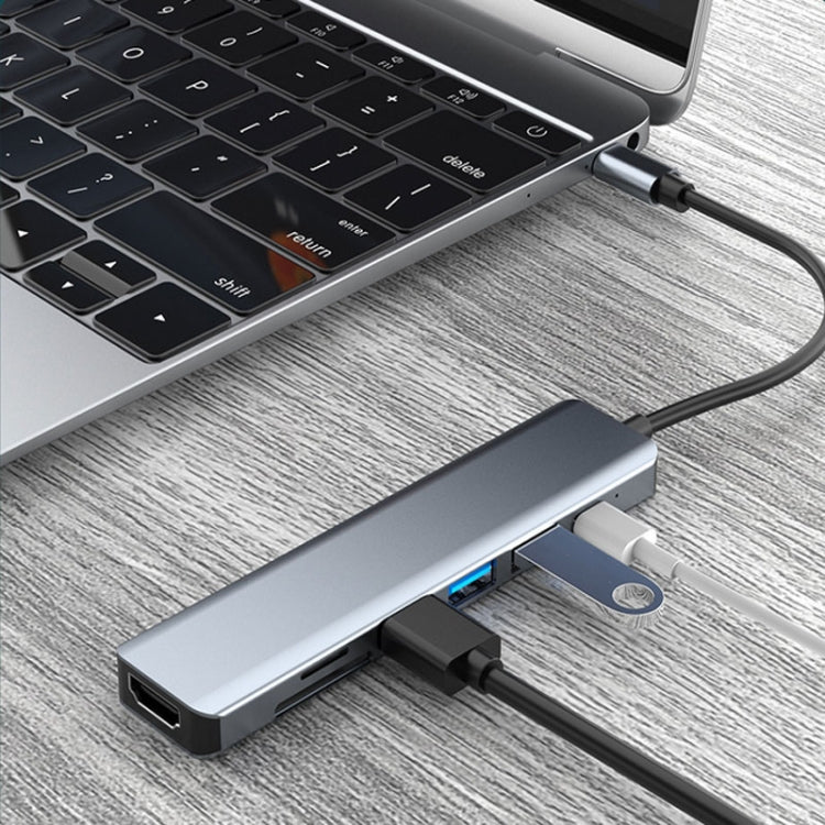 7-in-1 HDMI+SD/TF+USB2.0x2+USB3.0+PD zu Typ-C HUB Dockingstation, 7-in-1 Station