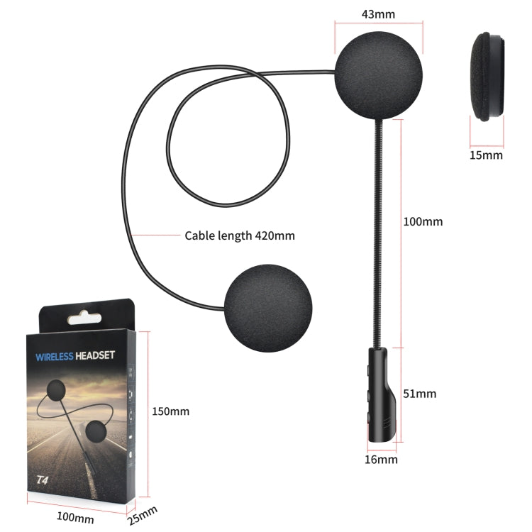 T4 Motorradhelm Bluetooth Headset BT 5.0 Stereo Automatisch Verbinden Unterstützt SIRI, T4
