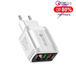 F002C QC3.0 USB + USB 2.0 LED Digital Display Schnellladegerät mit USB-auf-Typ-C-Datenkabel, EU-Stecker, EU-Stecker + Typ-C-Kabel