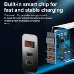 F002C QC3.0 USB + USB 2.0 LED Digital Display Schnellladegerät mit USB-zu-Typ-C-Datenkabel, UK-Stecker, UK-Stecker + Typ-C-Kabel