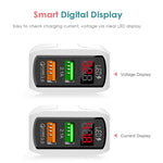 F002C QC3.0 USB + USB 2.0 LED Digital Display Fast Charger with USB to 8 Pin Data Cable, US Plug, US Plug +  8 Pin Cable