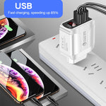 F002C QC3.0 USB + USB 2.0 LED Digitalanzeige Schnellladegerät mit USB zu 8 Pin Datenkabel, US-Stecker, US-Stecker + 8 Pin Kabel