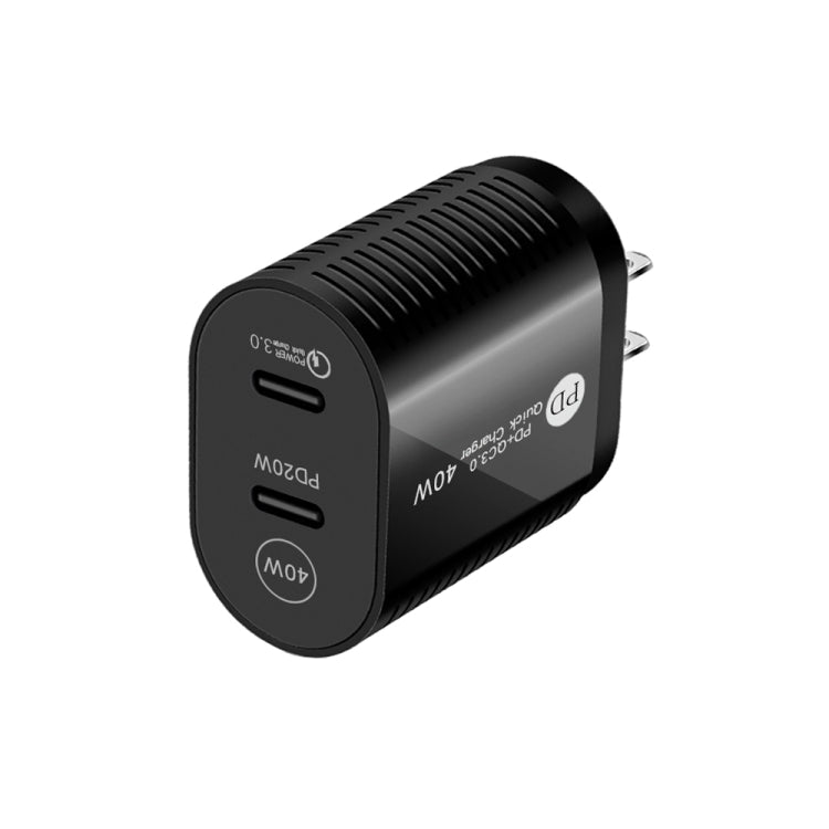 40W Dual Port PD / Type-C Schnellladegerät für iPhone / iPad Serie, US-Stecker