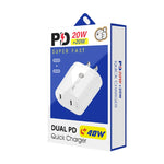 40W Dual Port PD / Type-C Schnellladegerät für iPhone / iPad Serie, US-Stecker