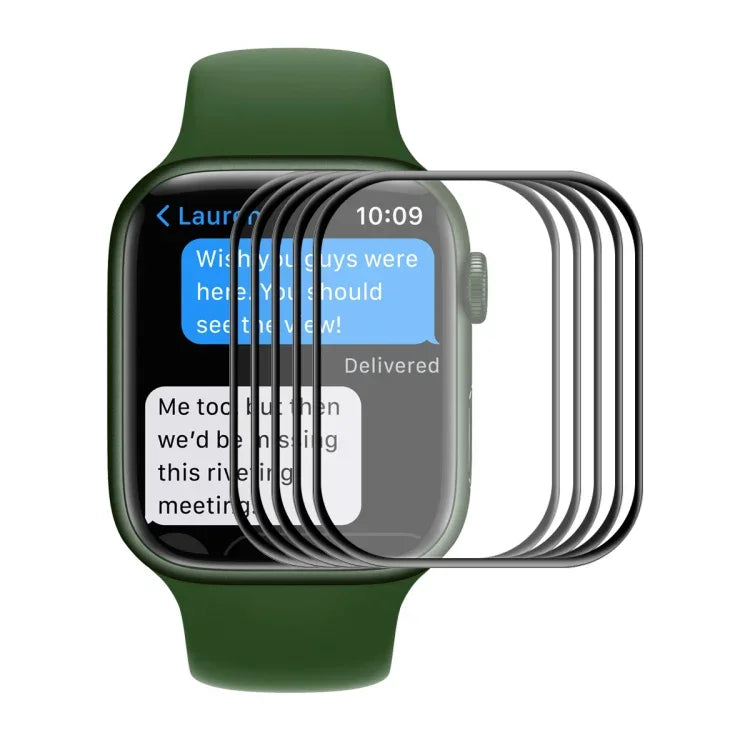 ENKAY Hat-Prince Hüllenfreundliche 3D-Vollbild-PET-gebogene, heißbiegebare HD-Folie für Apple Watch Series 9 / 8 / 7 45 mm, 1 Stück für Apple Watch Series 7 45 mm, 2 Stück für Apple Watch Series 7 45 mm, 5 Stück für Apple Watch Series 7 45 mm ...