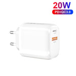 CS-20W Mini Tragbares PD3.0 + QC3.0 Dual-Port-Schnellladegerät mit 3A USB zu 8 Pin Datenkabel, Ladegerät + USB zu 8 Pin Kabel