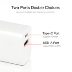 CS-20W Mini Tragbares PD3.0 + QC3.0 Dual-Port-Schnellladegerät mit 3A USB zu 8 Pin Datenkabel, Ladegerät + USB zu 8 Pin Kabel