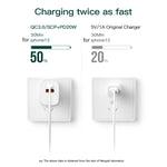 CS-20W Mini Tragbares PD3.0 + QC3.0 Dual-Port-Schnellladegerät mit 3A USB zu 8 Pin Datenkabel, Ladegerät + USB zu 8 Pin Kabel