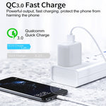 CS-20W Mini Tragbares PD3.0 + QC3.0 Dual-Port-Schnellladegerät mit 3A USB zu 8 Pin Datenkabel, Ladegerät + USB zu 8 Pin Kabel