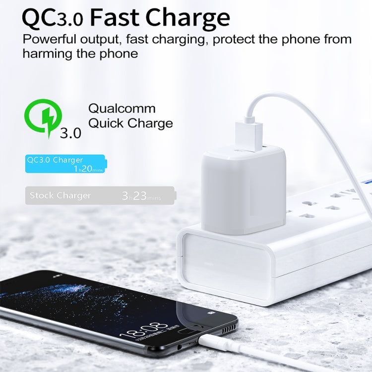 CS-20W Mini Tragbares PD3.0 + QC3.0 Dual-Port-Schnellladegerät mit 3A USB zu 8 Pin Datenkabel, Ladegerät + USB zu 8 Pin Kabel