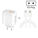 CS-20W Mini Tragbares PD3.0 + QC3.0 Dual-Port-Schnellladegerät mit 3A Typ-C auf 8-Pin Datenkabel, Ladegerät + Typ-C auf 8-Pin Kabel