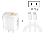 CS-20W Mini Tragbares PD3.0 + QC3.0 Dual-Port-Schnellladegerät mit 3A Typ-C auf 8-Pin Datenkabel, Ladegerät + Typ-C auf 8-Pin Kabel
