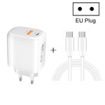 CS-20W Mini Tragbares PD3.0 + QC3.0 Dual-Port-Schnellladegerät mit 3A Typ-C auf Typ-C Datenkabel, Ladegerät + Typ-C auf Typ-C Kabel