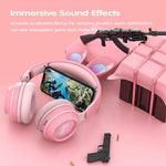 KE-01 Kaninchenohren Kabelloses Bluetooth 5.0 Stereo Musik Faltbares Headset mit Mikrofon für PC