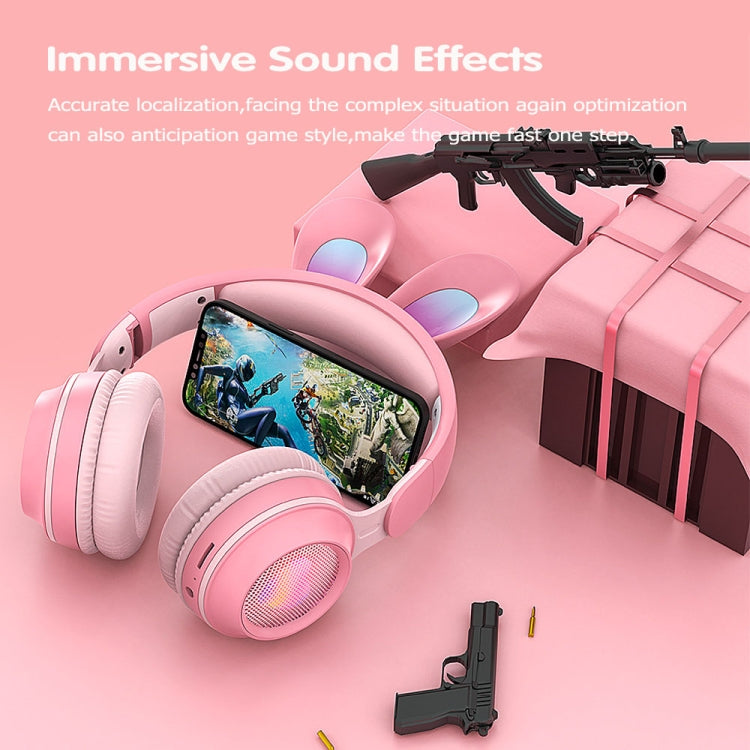 KE-01 Kaninchenohren Kabelloses Bluetooth 5.0 Stereo Musik Faltbares Headset mit Mikrofon für PC