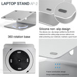 AP-2 Aluminiumlegierung 360 Grad Drehbarer Verstellbarer Laptop-Ständer für 11-17 Zoll Notebook, AP-2