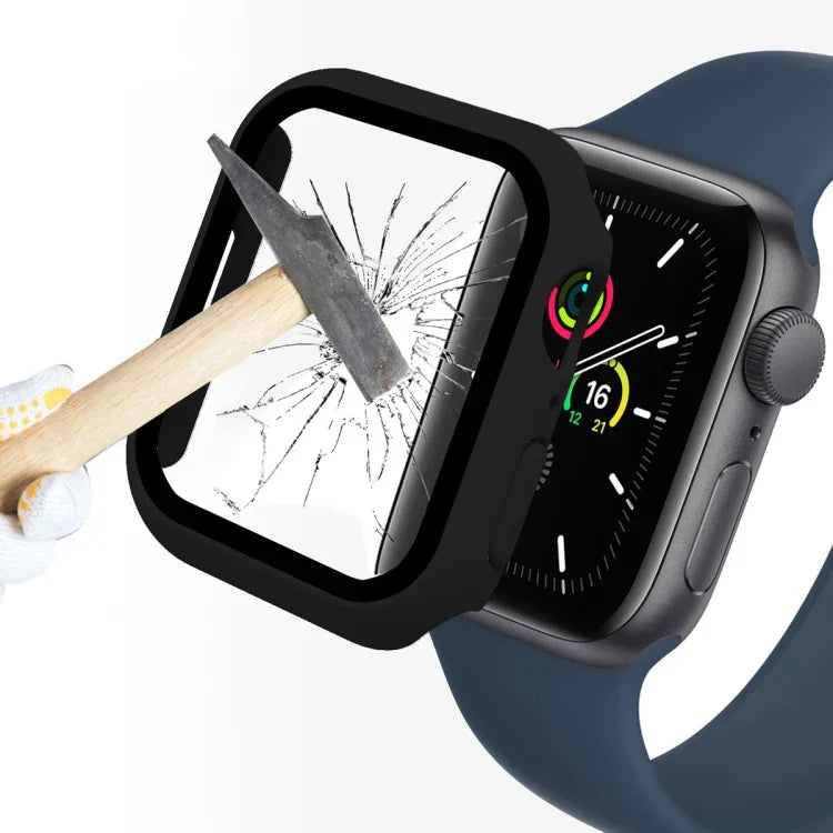 ENKAY Hat-Prince 2-in-1 PC-Rahmen + 9H-Schutzglas-Schutzhülle mit vollständiger Abdeckung für Apple Watch Series 7 45 mm
