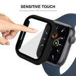 ENKAY Hat-Prince 2-in-1 PC-Rahmen + 9H-Schutzglas-Schutzhülle mit vollständiger Abdeckung für Apple Watch Series 7 45 mm