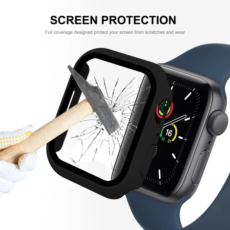 ENKAY Hat-Prince 2-in-1 PC-Rahmen + 9H-Schutzglas-Schutzhülle mit vollständiger Abdeckung für Apple Watch Series 7 45 mm