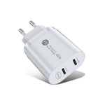 002 40W Dual Port PD / Type-C Schnellladegerät für iPhone / iPad Serie, EU-Stecker, EU-Stecker