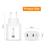 002 40W Dual Port PD / Type-C Schnellladegerät für iPhone / iPad Serie, EU-Stecker, EU-Stecker