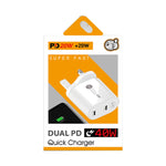 002 40W Dual Port PD USB-C / Typ-C Schnellladegerät für iPhone / iPad Serie, UK Stecker, UK Stecker