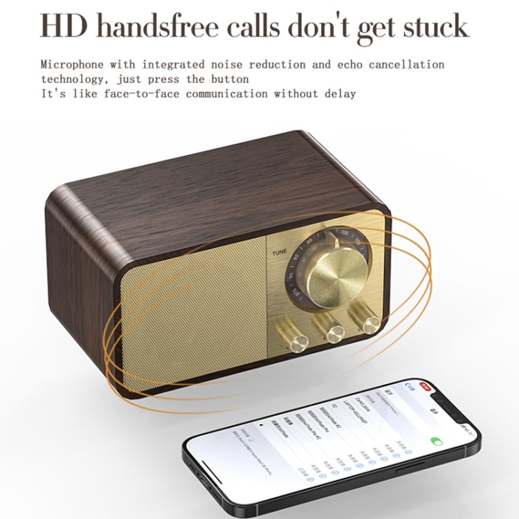 JY-66 Drahtloser BT5.0 Retro-Klassik-Lautsprecher in Holzoptik mit FM-Radio, unterstützt TF / U-Disk / AUX